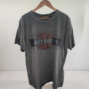 Harley Davidson T-Shirt Mens 2XL Gray Motor‎ Cycles Graphic Tee Short Sleeve